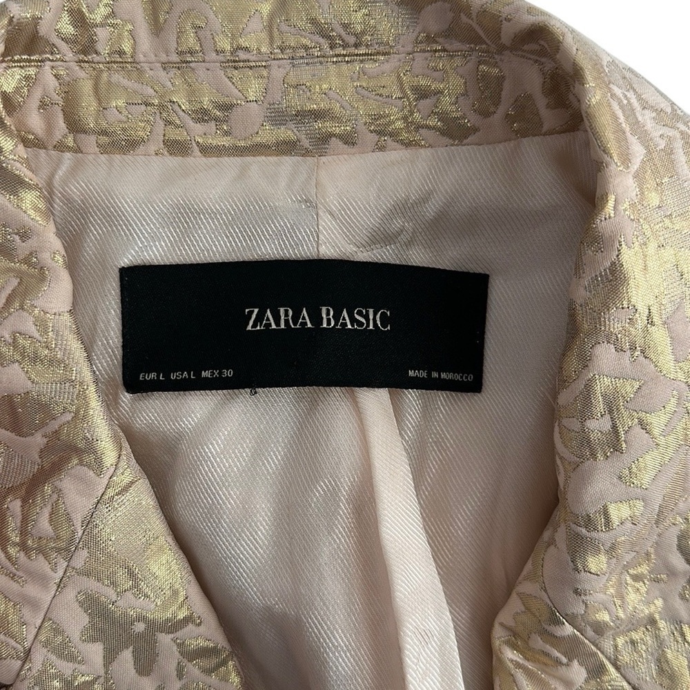 Zara blazer Gold jacquard jacket elegant pretty business casual event sz lg - Picture 8 of 11